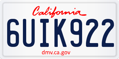 CA license plate 6UIK922