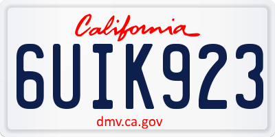 CA license plate 6UIK923