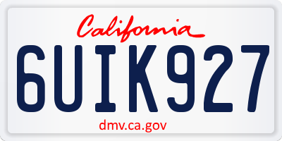 CA license plate 6UIK927