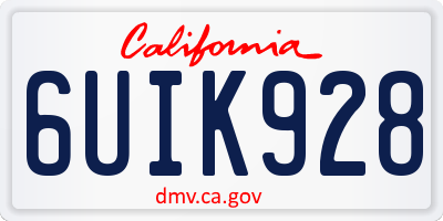 CA license plate 6UIK928