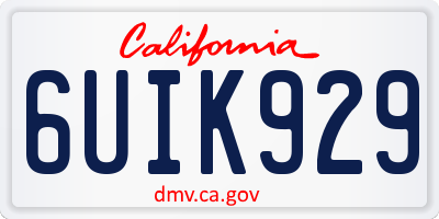 CA license plate 6UIK929