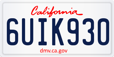 CA license plate 6UIK930