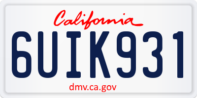 CA license plate 6UIK931