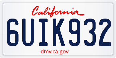 CA license plate 6UIK932