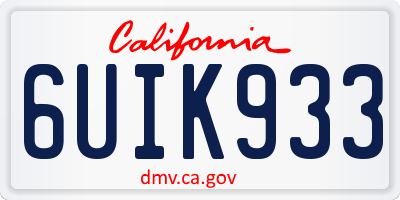 CA license plate 6UIK933