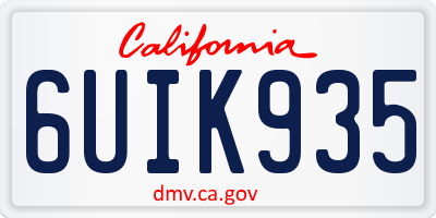 CA license plate 6UIK935