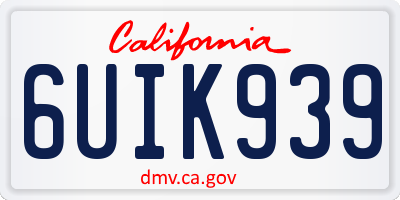 CA license plate 6UIK939