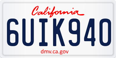 CA license plate 6UIK940