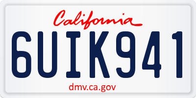 CA license plate 6UIK941