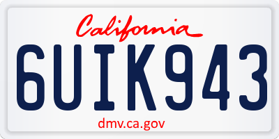 CA license plate 6UIK943