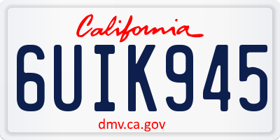 CA license plate 6UIK945