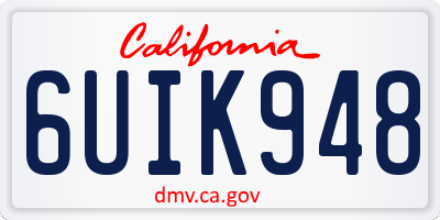 CA license plate 6UIK948
