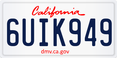 CA license plate 6UIK949