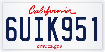 CA license plate 6UIK951