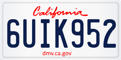 CA license plate 6UIK952