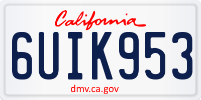 CA license plate 6UIK953