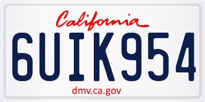 CA license plate 6UIK954