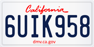 CA license plate 6UIK958