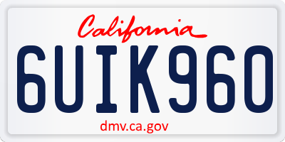 CA license plate 6UIK960
