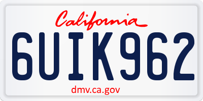 CA license plate 6UIK962