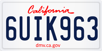 CA license plate 6UIK963