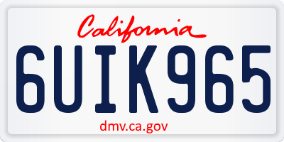 CA license plate 6UIK965