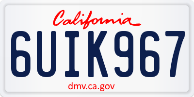 CA license plate 6UIK967