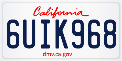 CA license plate 6UIK968