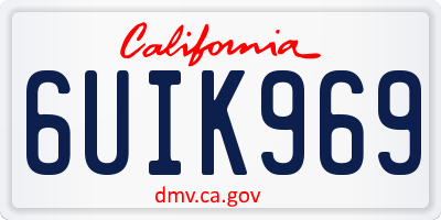 CA license plate 6UIK969