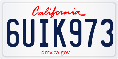 CA license plate 6UIK973
