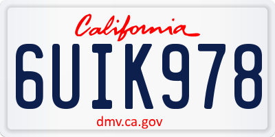 CA license plate 6UIK978