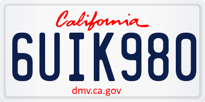 CA license plate 6UIK980