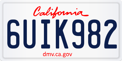 CA license plate 6UIK982