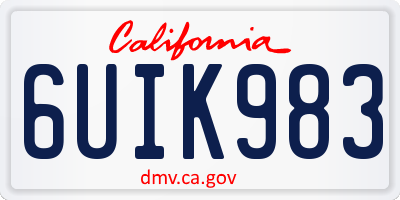 CA license plate 6UIK983