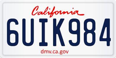 CA license plate 6UIK984