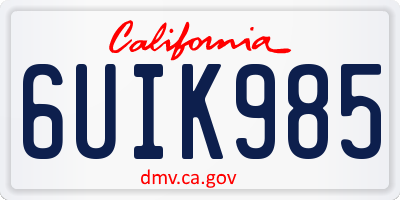 CA license plate 6UIK985