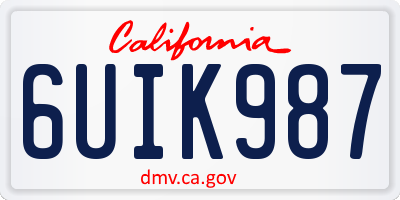 CA license plate 6UIK987