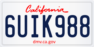 CA license plate 6UIK988