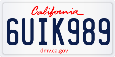 CA license plate 6UIK989