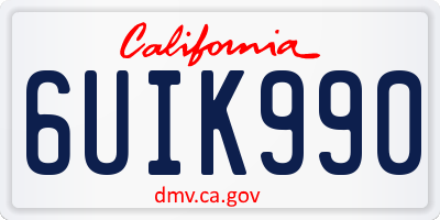 CA license plate 6UIK990