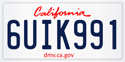 CA license plate 6UIK991