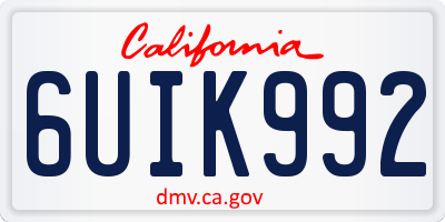 CA license plate 6UIK992
