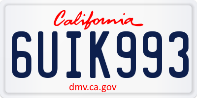 CA license plate 6UIK993