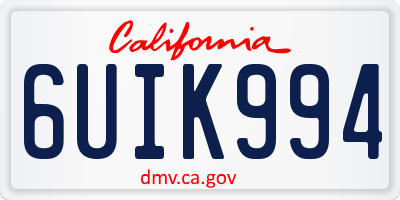 CA license plate 6UIK994