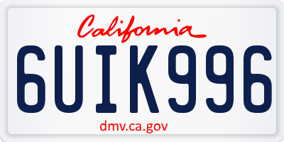 CA license plate 6UIK996