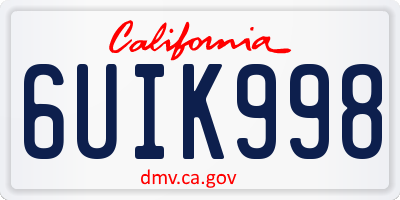 CA license plate 6UIK998