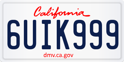 CA license plate 6UIK999