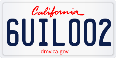 CA license plate 6UIL002