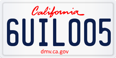 CA license plate 6UIL005