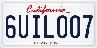 CA license plate 6UIL007